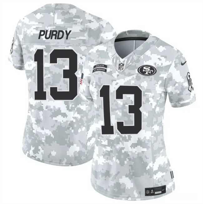 Womens San Francisco 49ers #13 Brock Purdy 2024 F.U.S.E Arctic Camo Salute To Service Limited Stitched Jersey Dzhi